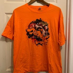 Men’s Orange tee shirt featuring Bowser from the Super Mario Bros - size XXL